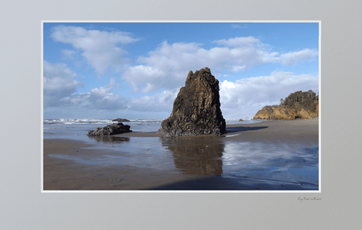 Winter lighting of Hug Point beach on south of park